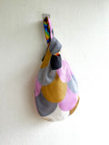 Origami knot bag, Japanese inspired reversible bag , fabric wrist origami bag | Let’s paint the world with colours