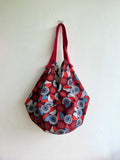 Origami sac bag , reversible fabric shoulder bag , Japanese inspired eco bag | Red Australia