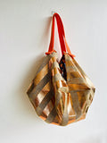 Origami sac bag, reversible fabric bag , shoulder jute eco bag , shopping sac bag , Japanese inspired bag | People that don’t use plastic bags have the power