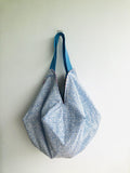 Origami reversible shoulder bag , fabric sac bag , handmade shopping bag , Japanese inspired bag | Go with the flow and never give up - Jiakuma