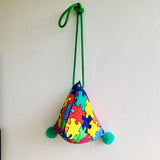 Dumpling bag , origami fabric triangle bag , cute colorful cross body bag | Colorful puzzle - Jiakuma