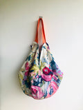 Sac origami bag , reversible shoulder fabric bag , Japanese inspired bag , colorful shopping eco bag | Alice in a pool of tears