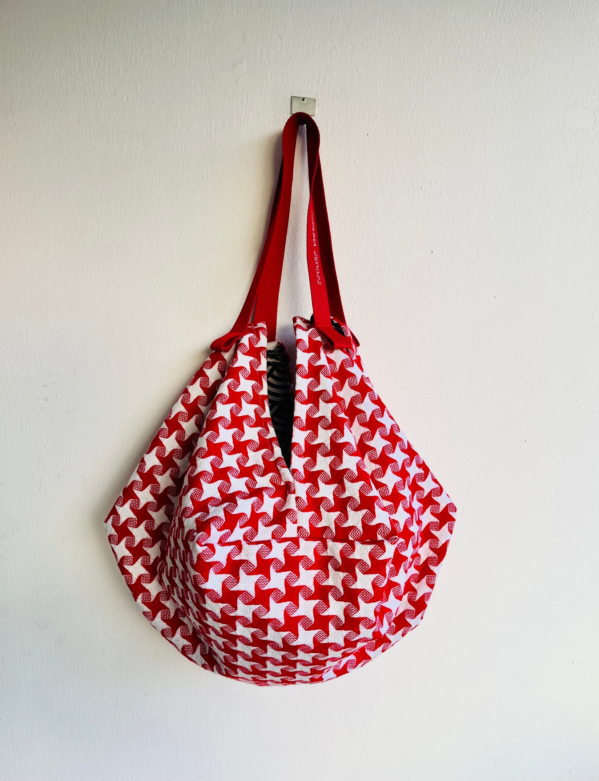Origami sac bag , reversible fabric red bag , shoulder origami japanese inspired evo bag | Rosso - Jiakuma