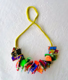 Fabric handmade colorful necklace , statement bold necklace , colorful handmade fabric jewellery | Rainbow