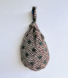 Origami small knot bag , reversible fabric cute wrist bag , Japanese inspired bag | Blue & Gold Japan