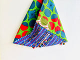 Origami bento bag , tote fabric bag , unique handmade colorful African fabric bag , triangle Japanese inspired bag | African party