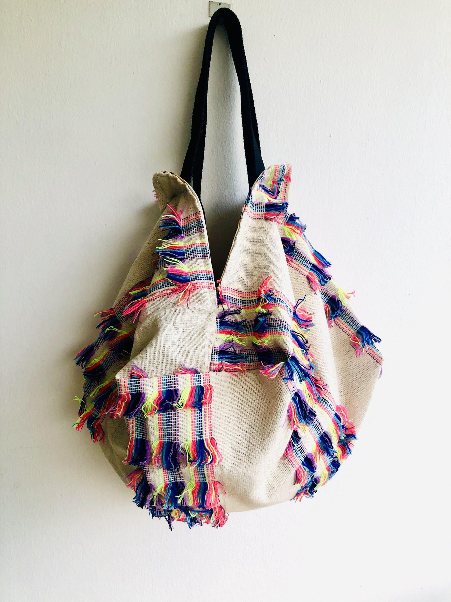 Origami sac bag , reversible shoulder fabric bag, boho style eco bag | Tigers in la Patagonia - Jiakuma