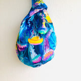 Small origami bag , colorful knot Japanese bag , cool fabric bag , wrist reversible bag | Beautiful Jellyfish