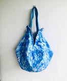 Origami fabric reversible bag , sac shoulder bag , boho eco friendly bag | A blue sky over Lampedusa - Jiakuma