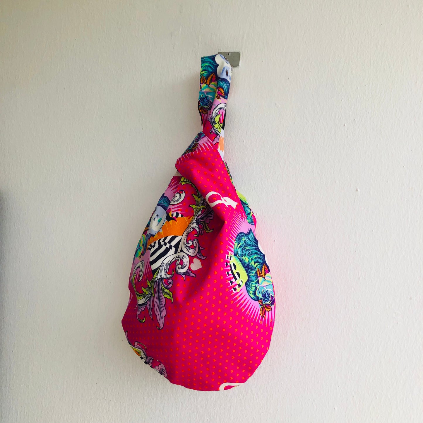 Wrist knot fabric bag , small Japanese inspired bag , colorful cute bag | If I lose my temper .. you lose your head