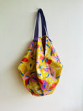 Origami sac bag , reversible colorful bag , shoulder sac bag , Japanese inspired bag | A beautiful summer garden in Lisbon