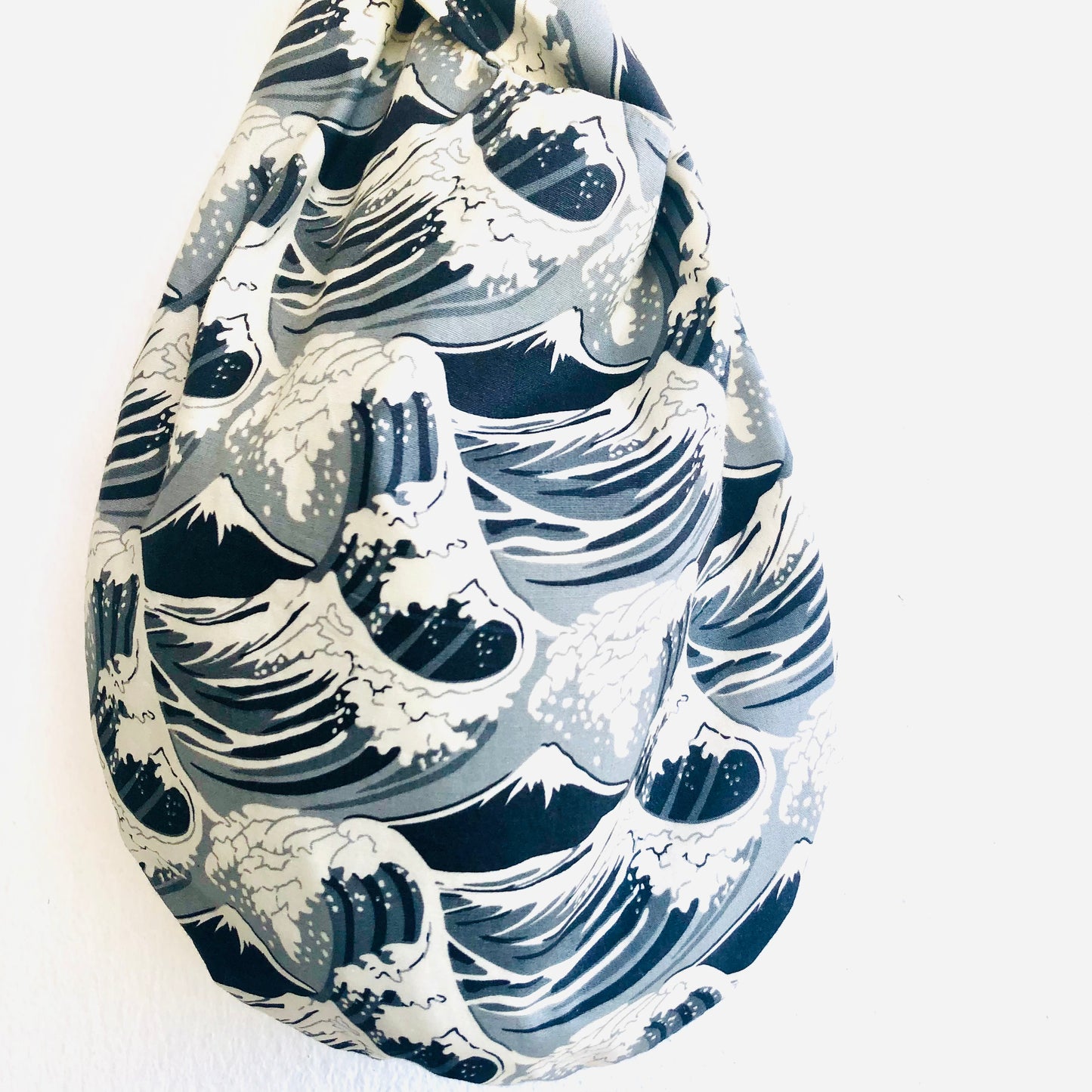 Wrist fabric bag , small cute Japanese inspired knot bag | Waves & infinite horizons