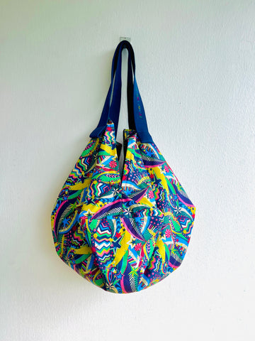 Origami sac bag , colorful fabric Japanes inspired bag , reversible eco friendly bag | Zero22 colorful pride