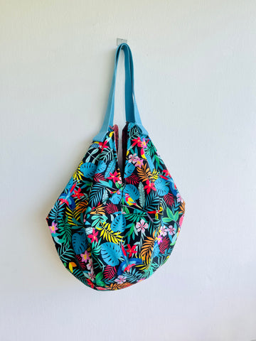Colorful origami sac bag , reversible cool fabric bag , shoulder Japanese inspired bag | Memories of Borneo