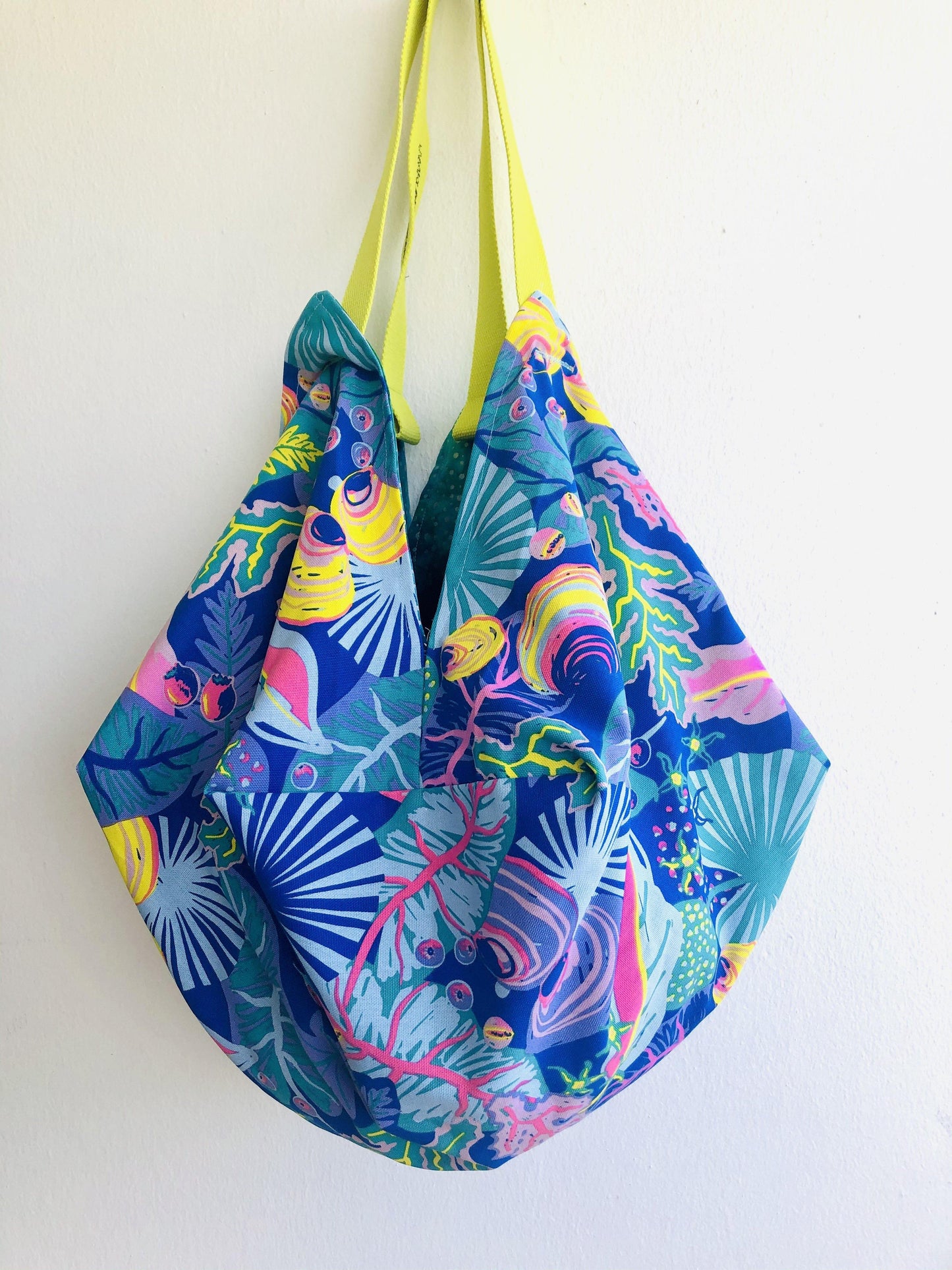 Origami sac bag , shoulder reversible fabric bag , Japanese inspired colorful bag | The sea universe - Jiakuma