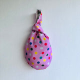 Knot cute Japanese inspired bag , small wrist bag , reversible cool fabric bag | Pom Pom universe