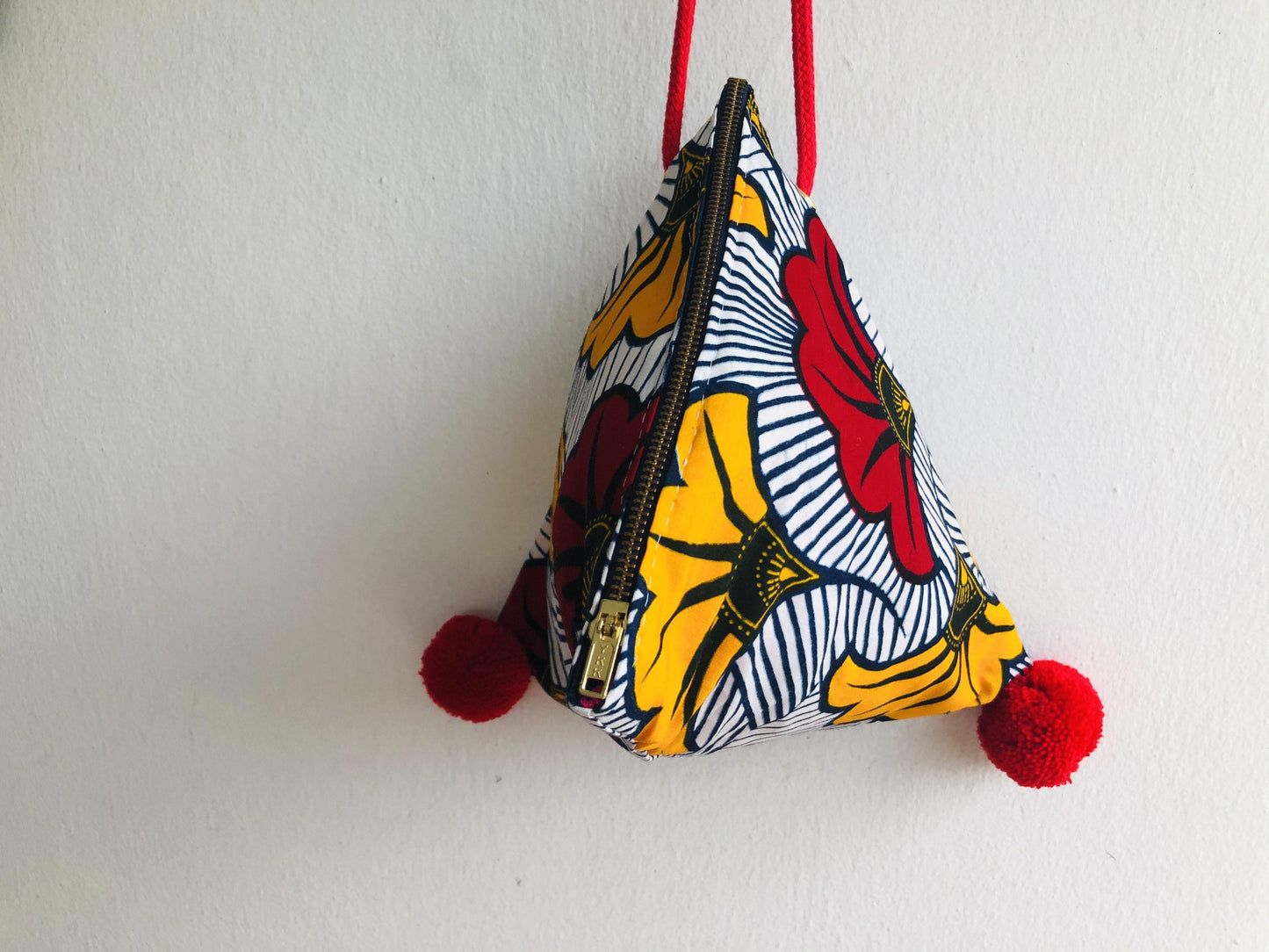 Summer colorful small cross sling bag , African fabric bag , pom poms bag | African flowers - Jiakuma