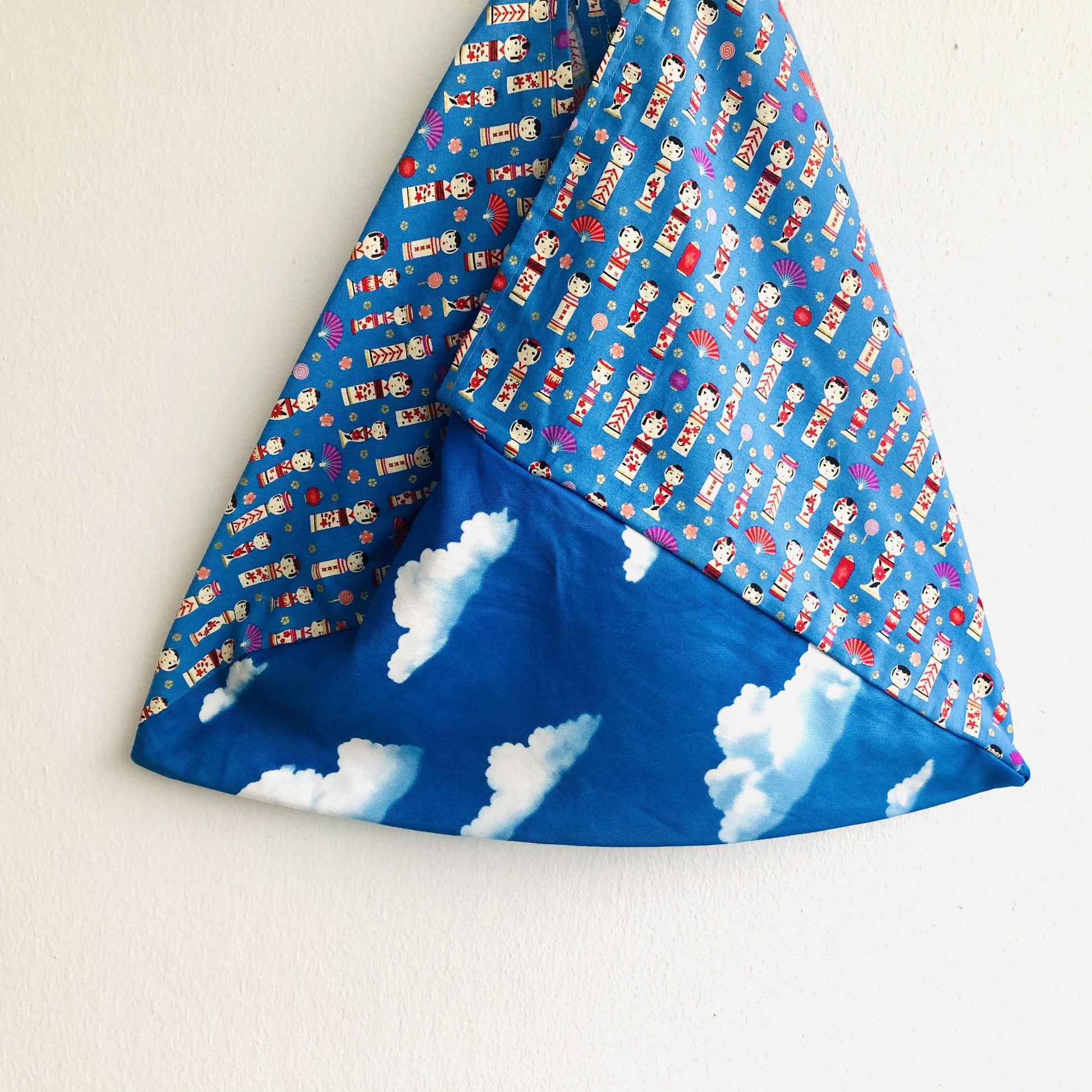 Origami tote bag , shoulder bento eco bag , fabric eco shopping bag | Blue sky over Japan - Jiakuma