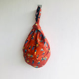 Small cute knot bag , Japanese fabric wrist bag , cool fabric reversible bag | Autumn outdoor activities