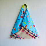 Bento tote bag , origami shoulder fabric bag , colorful triangle bag | Having cocktails in Acapulco