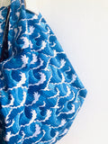 Sac origami bag , shoulder colorful fabric Japanese inspired bag , reversible eco friendly bag | Mediterranean Sea