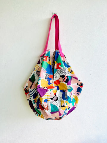 Origami sac bag , colorful Japanese inspired bag , eco friendly shoulder bag , reversible bag | Honolulu
