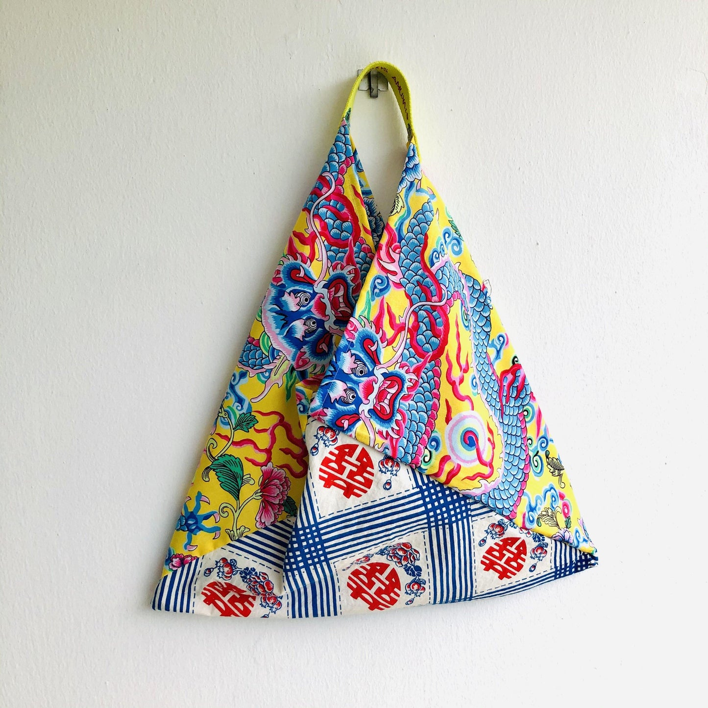 Origami bento shoulder bag , tote fabric colorful bag , silk print fabric shopping bag | Xi & the lucky dragon - Jiakuma