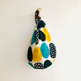 Small Japanese inspired bag , knot fabric reversible bag , cute wrist bag | Japanese print