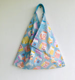 Origami tote bag , triangle cool bento bag , Japanese inspired tote bag | Colorful tetra batik  world - Jiakuma