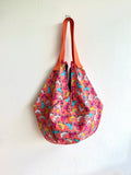 Origami sac bag , colorful reversible fabric bag , Japanese inspired sac bag | Roll and roll and never stop