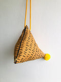 Dumpling origami bag , pom pom cute triangle bag | Sahara - Jiakuma