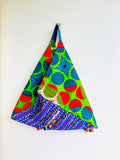 Origami bento bag , tote fabric bag , unique handmade colorful African fabric bag , triangle Japanese inspired bag | African party