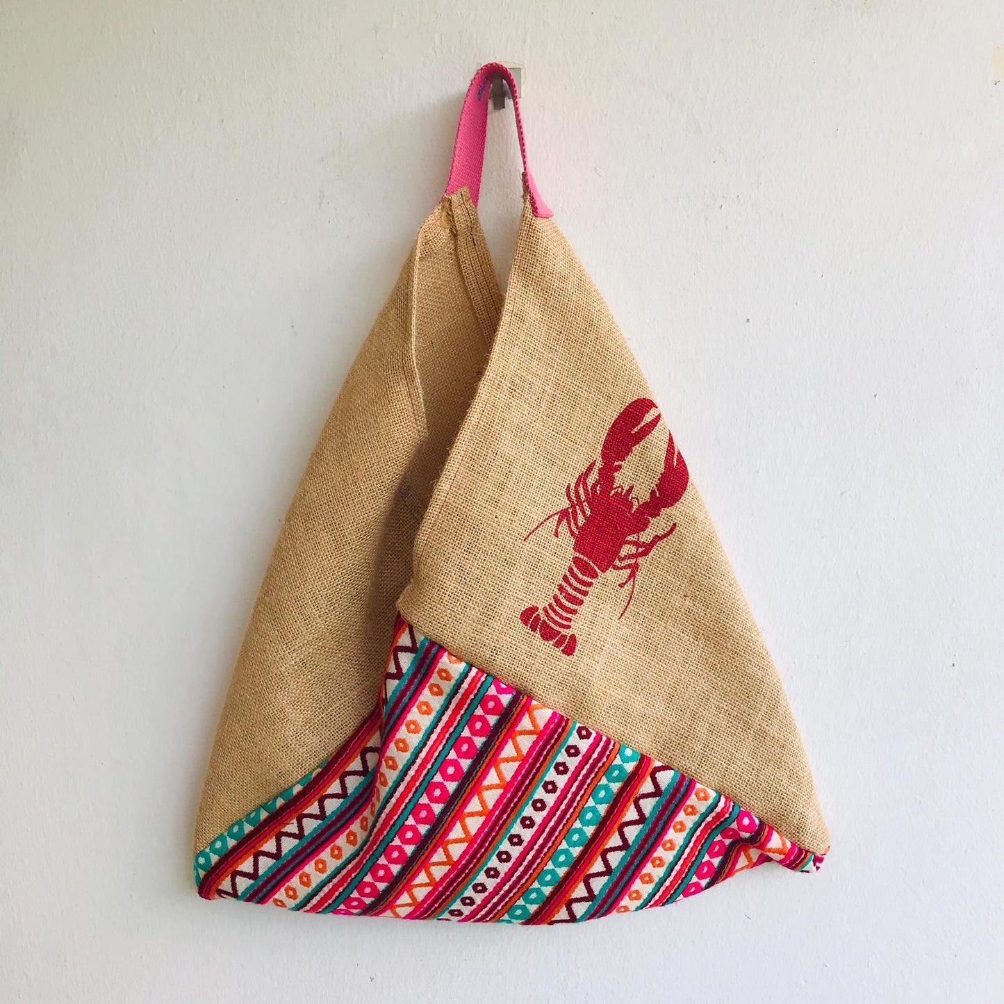 Origami eco friendly jute shoulder bento bag  | Langosta cubana - Jiakuma