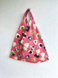 Fabric shoulder bag , origami tote trianglle bag , Japanese inspired bag | Onigiri festival