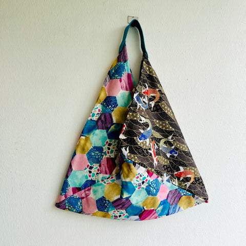 Origami tote bag , Japanese triangle bento bag , shoulder tote bag | Textures of Japan