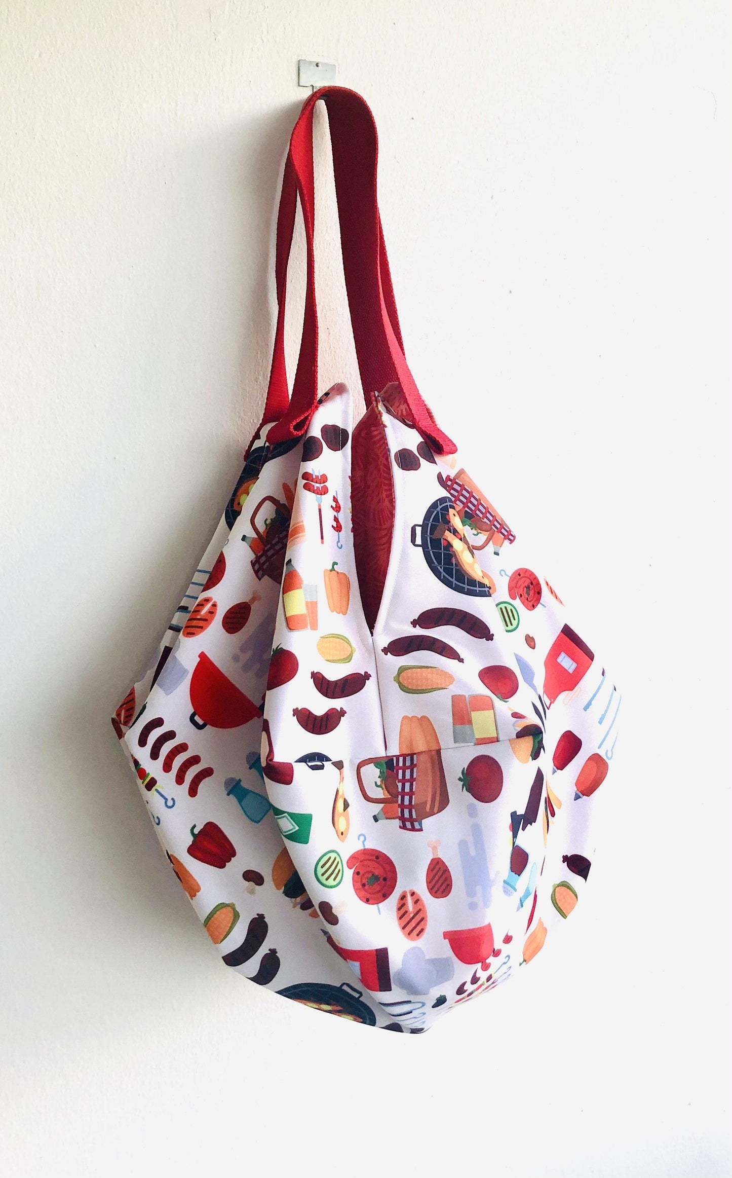 Sac shoulder origami bag , reversible handmade eco shopping bag | La barbacoa - Jiakuma