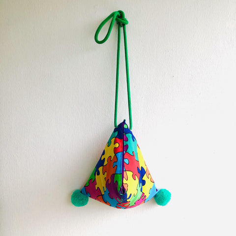Dumpling bag , origami fabric triangle bag , cute colorful cross body bag | Colorful puzzle - Jiakuma