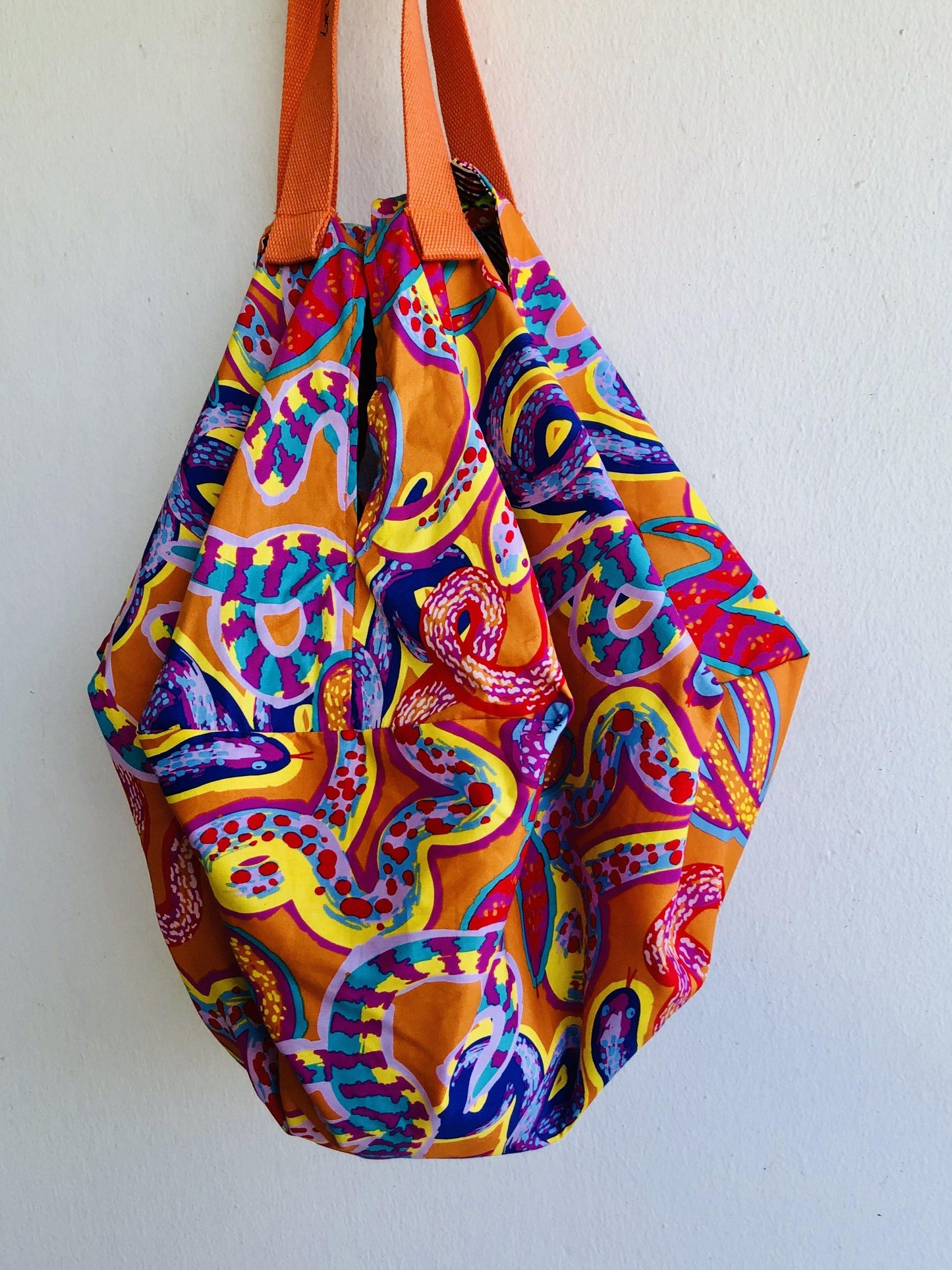 Shoulder sac origami bag , handmade reversible unique bag | Australian snakes - Jiakuma