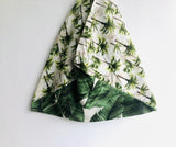 Bento shoulder bag , origami tote bag , eco friendly handmade linen fabric bag |Tropical vegetation - Jiakuma