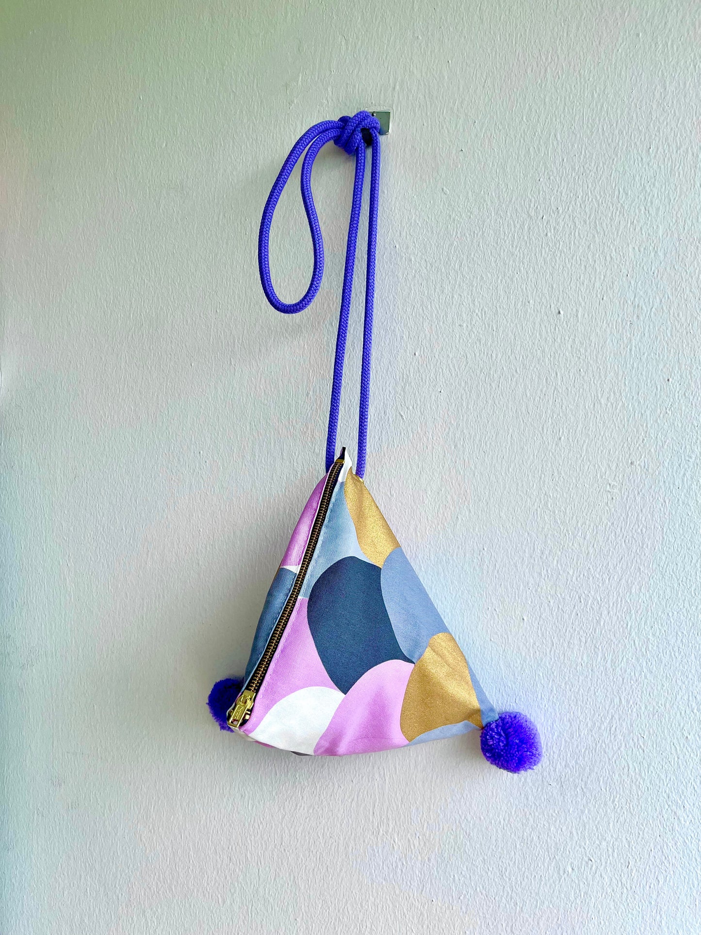 Small triangle origami bag , pom pom cool colorful bag , handmade eco friendly bag | Fish tail