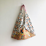 Origami bento bag , shoulder eco friendly cork bag , Japanese inspired bag | Japanese clouds over a confetti field - Jiakuma