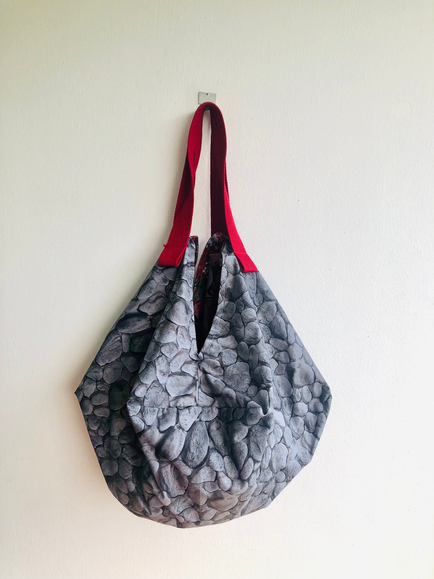 Origami sac bag , reversible Japanese handmade bag , eco friendly shoulder bag | Pebbles