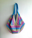 Origami reversible shoulder bag , fabric sac bag , handmade shopping bag , Japanese inspired bag | Go with the flow and never give up - Jiakuma