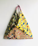 Origami bento bag , shoulder tote bag , Japanese fabric triangle bag | Japan & Confetti cork - Jiakuma