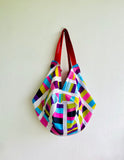 Origami sac bag , reversible Japanese inspired fabric bag , colorful groceries eco friendly bag | Jollie bean