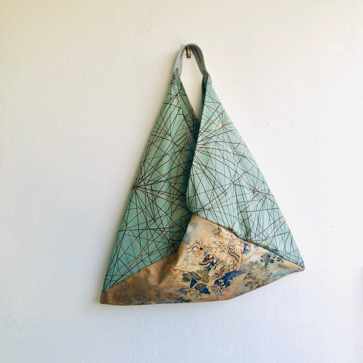 Shoulder tote bag , Japanese inspired  origami bento bag , beautiful fabric tote bag | The universe of Chinese paintings