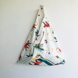 Origami bento bag , tote shoulder fabric bag , Japanese inspired eco bag | Macaco searching for bananas