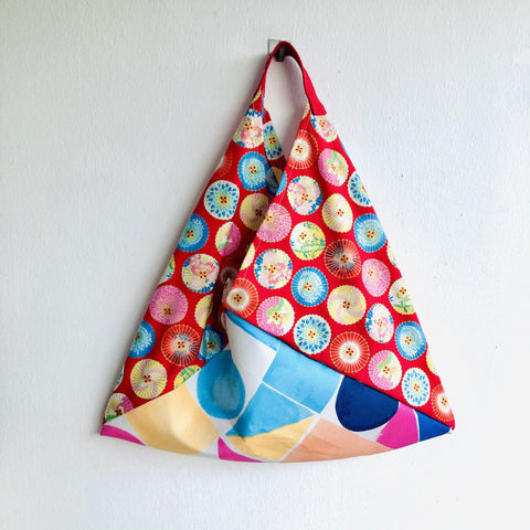Bento tote bag , origami shoulder bag , colorful eco friendly shopping bag | Colorful umbrellas in Tokio - Jiakuma