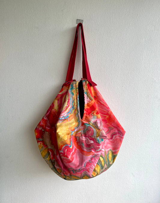 Origami sac bag , reversible shoulder bag , Japanese inspired shopping bag , colorful sac bag | The palette of Gauguin - Jiakuma