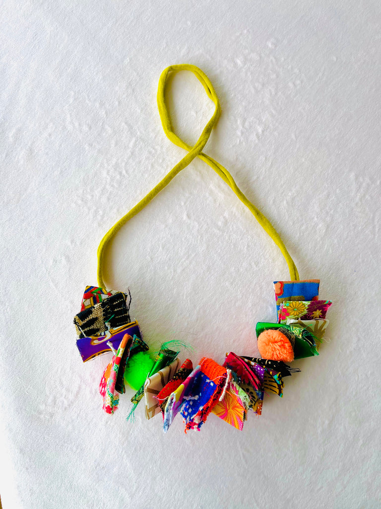 Fabric handmade colorful necklace , statement bold necklace , colorful –  Jiakuma